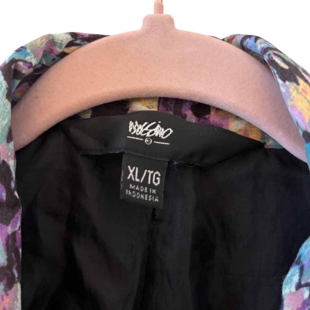 Mossimo Abstract Floral Print Blazer Jacket Multicolor XL purple pink - Picture 2 of 14